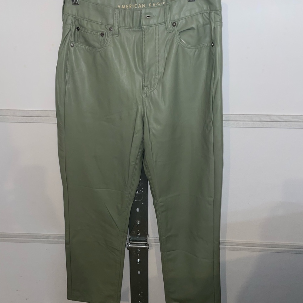 American Eagle Light Green Faux Leather Pants